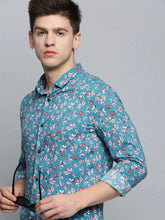 Men Blue Printed Casual Shirt-ZEETAPRINT-1845-Blue
